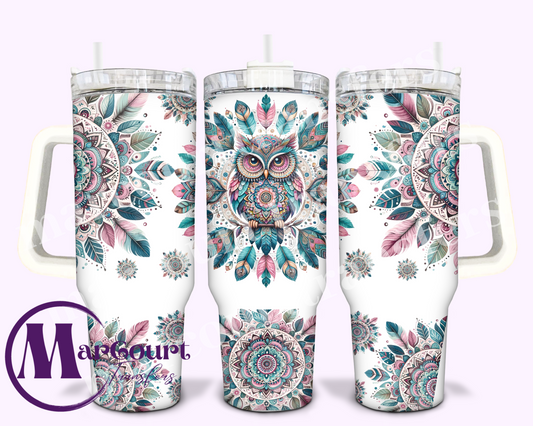 BOHO OWL MANDALA-40 0Z-UV DTF CUP WRAP