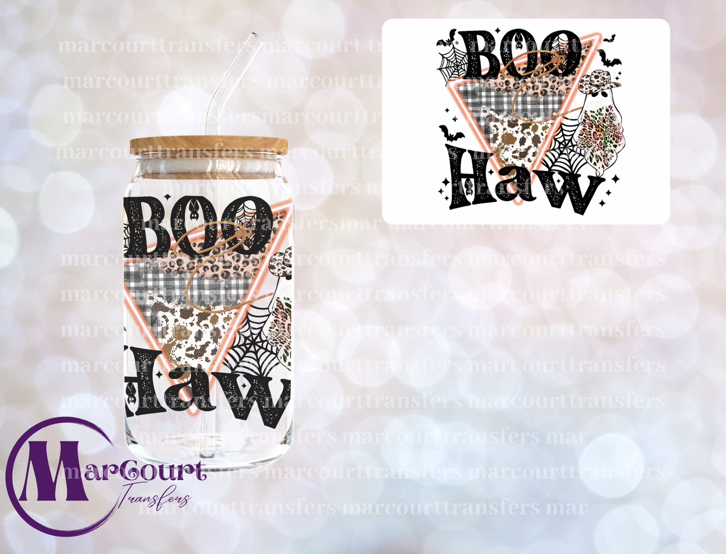 BOO HAW NEON COW-DECAL-UV DTF CUP WRAP