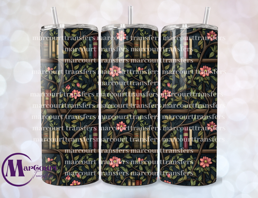 BOOKSHELF AND VINES-20 OZ-UV DTF CUP WRAP