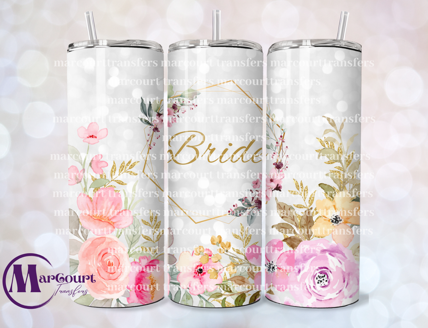 BRIDE FLORAL-20 OZ-UV DTF CUP WRAP