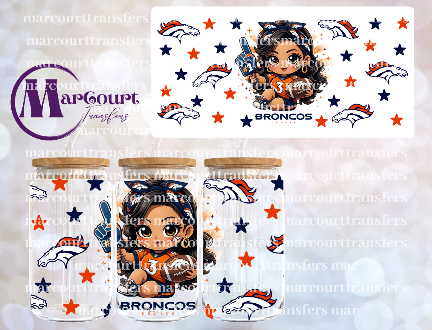 BRONCOS GIRL 1-16 0Z-UV DTF CUP WRAP
