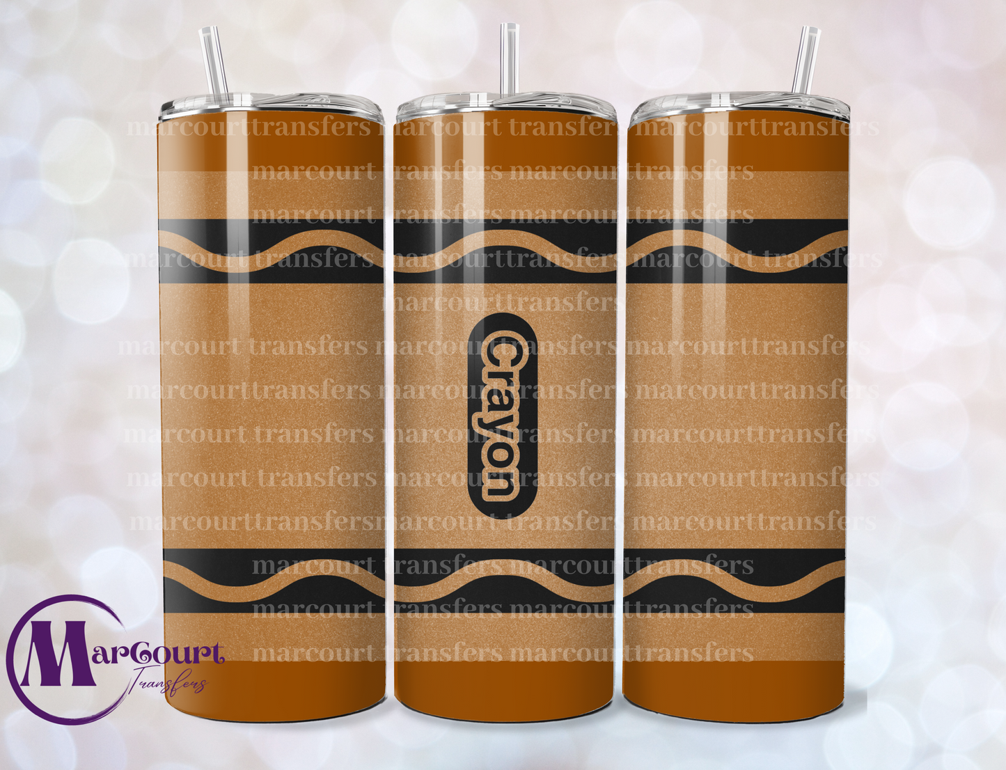 BROWN CRAYON-SKINNY TUMBLER TRANSFER