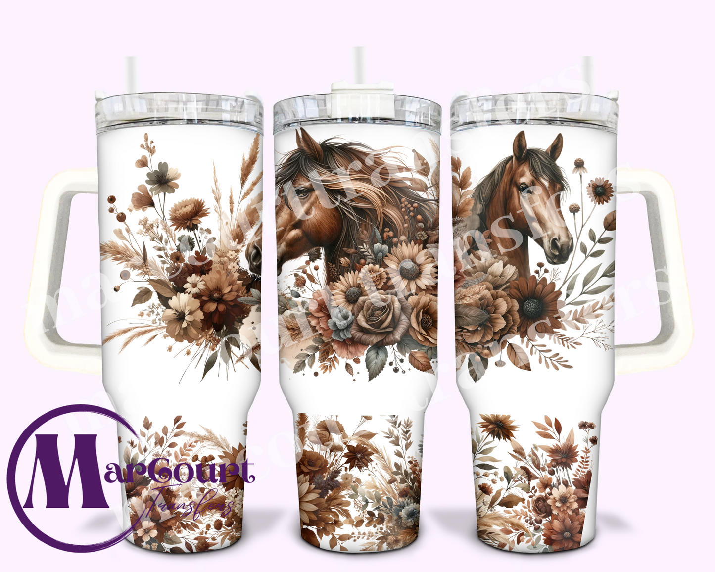 BROWN HORSES-40 0Z-UV DTF CUP WRAP