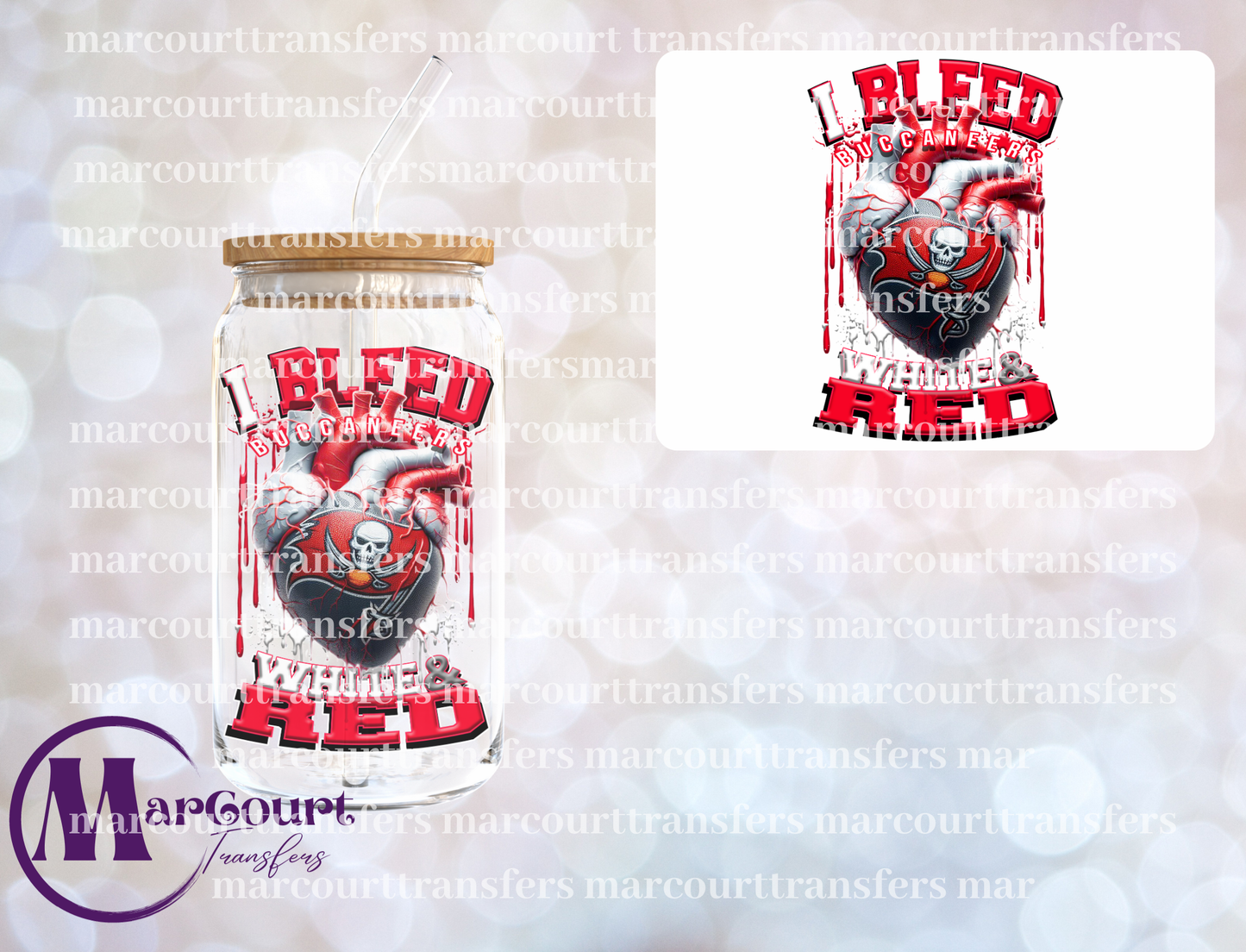 BUCCANEERS I BLEED WHITE AND RED-DECAL-UV DTF CUP WRAP