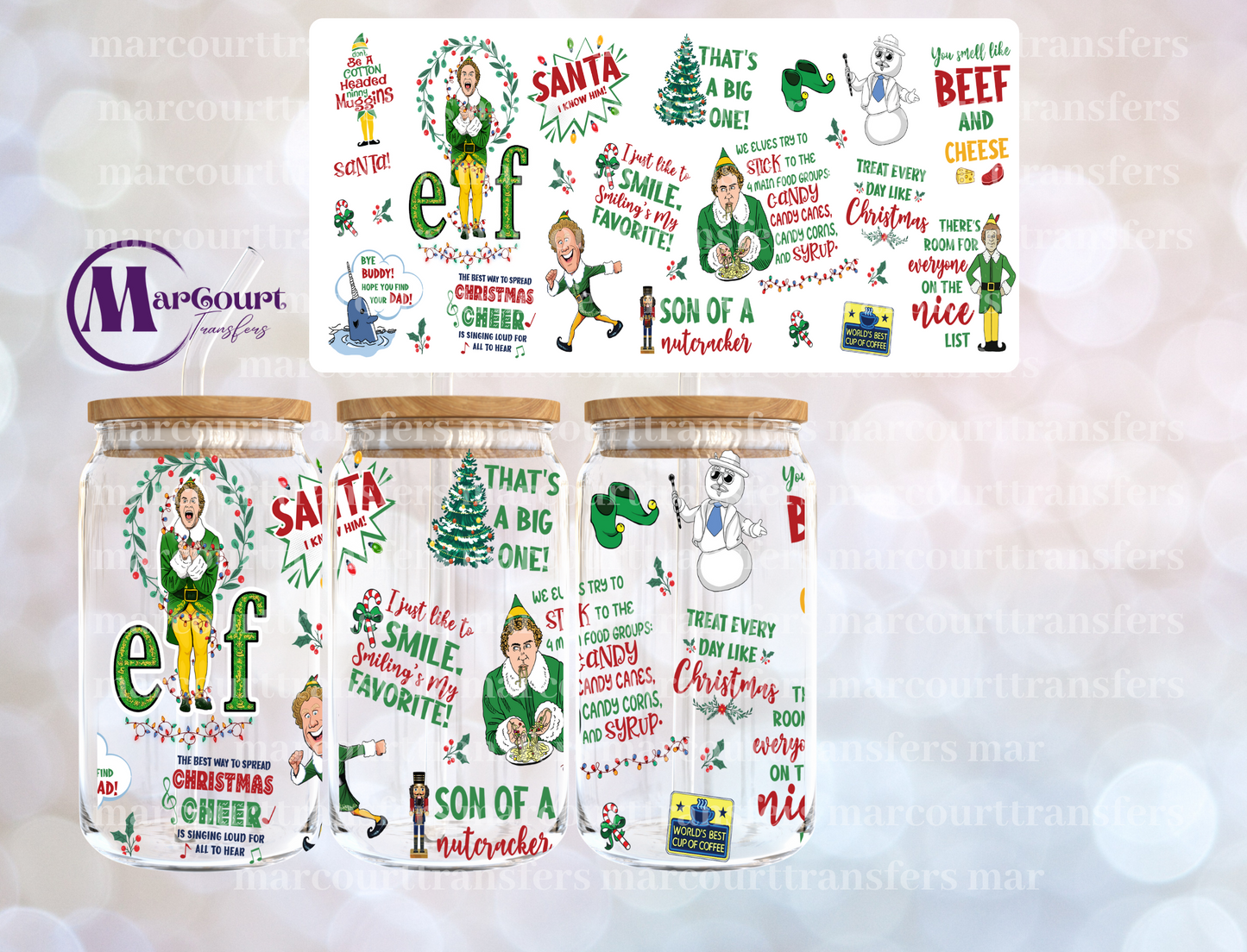 BUDDY THE ELF-16 0Z-UV DTF CUP WRAP