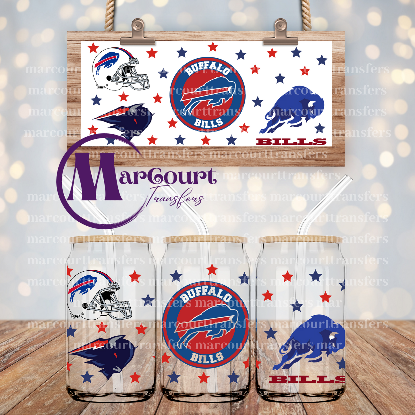 BUFFALO BILLS-16 0Z-UV DTF CUP WRAP