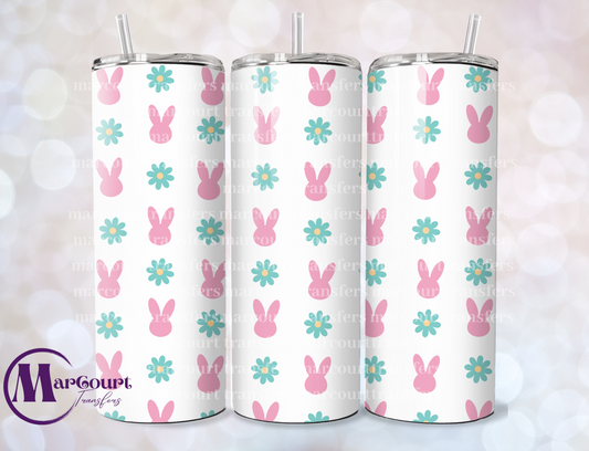 BUNNIES N DAISIES-SKINNY TUMBLER TRANSFER (SUBLIMATION)