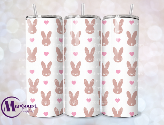 BUNNIES N HEARTS-SKINNY TUMBLER TRANSFER (SUBLIMATION)