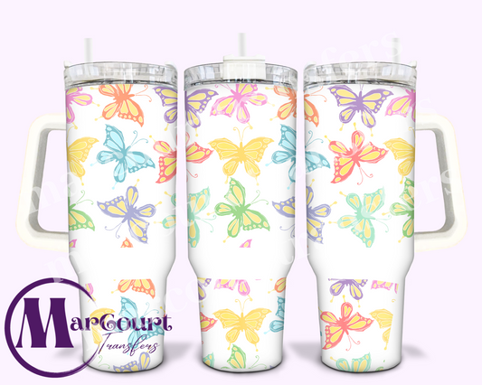 BUTTERFLIES  (PASTEL)-40 0Z-UV DTF CUP WRAP