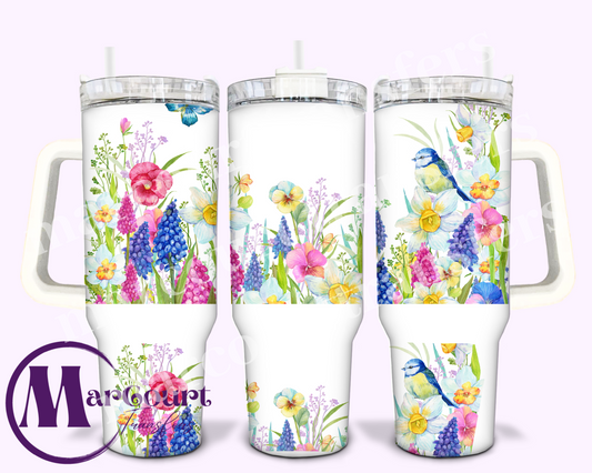 BUTTEFLIES AND WILDFLOWERS (COLOR)-40 0Z-UV DTF CUP WRAP