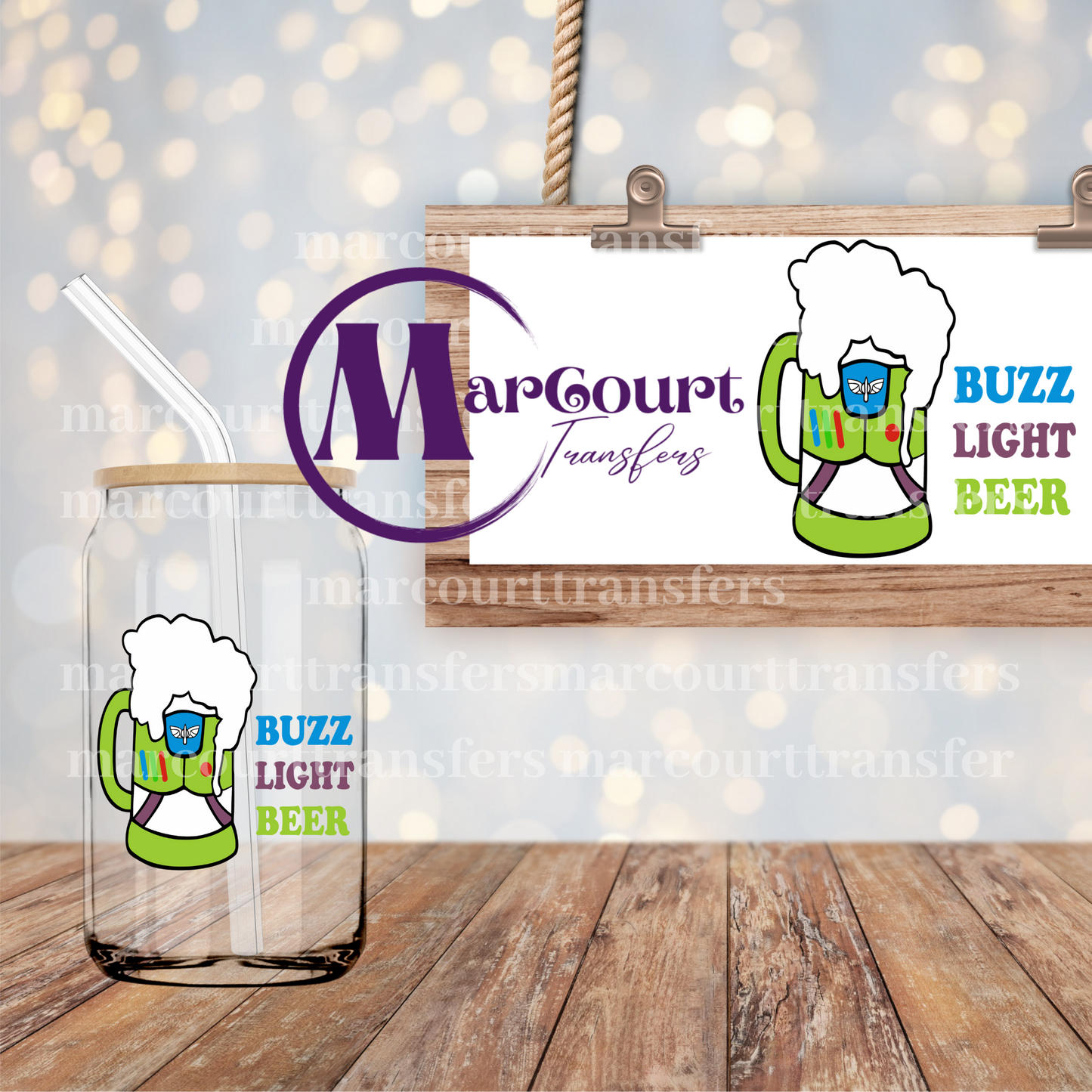 BUZZ LIGHT BEER-DECAL-UV DTF CUP WRAP