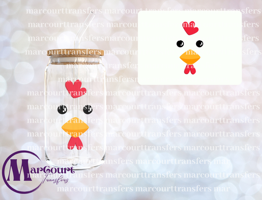 CHICKEN FACE-DECAL-UV DTF CUP WRAP