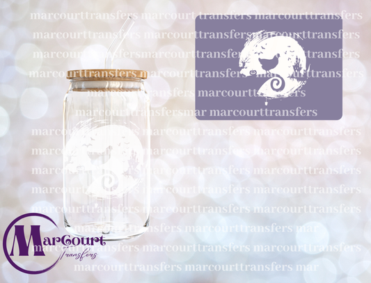 CHICKEN MOON SILHOUETTE-DECAL-UV DTF CUP WRAP