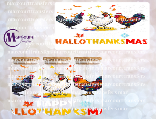 CHICKENS HALLOWTHANKMAS-16 0Z-UV DTF CUP WRAP