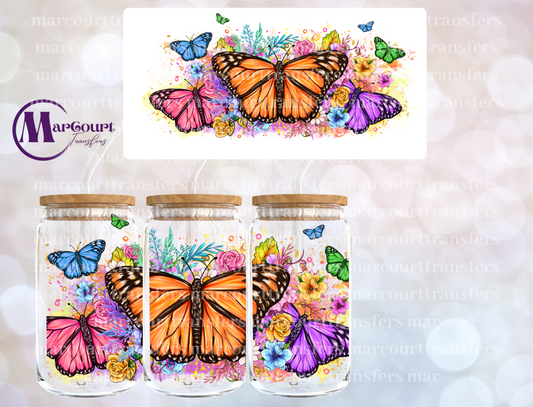 COLORFUL MONARCH BUTTERFLIES-16 0Z-UV DTF CUP WRAP