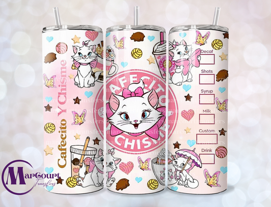 CAFECITO Y CHISME ARISTOCAT-SKINNY TUMBLER TRANSFER