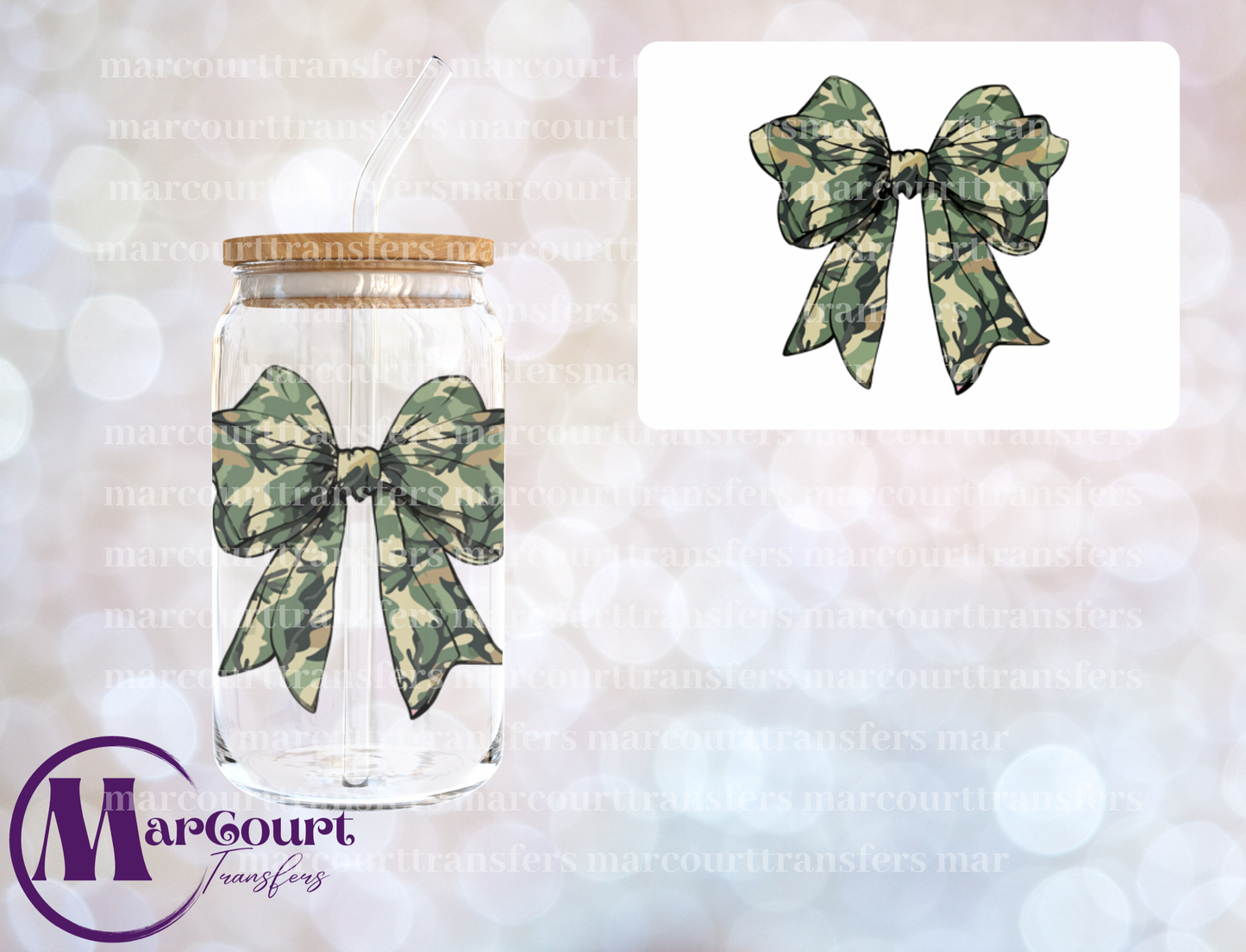 CAMO 3 BOW-DECAL-UV DTF CUP WRAP