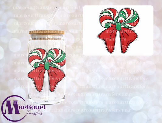 CANDY CANE BOW-DECAL-UV DTF CUP WRAP