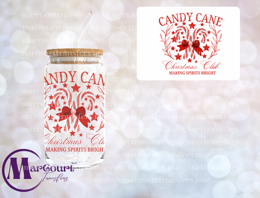 CANDY CANE CHRISTMAS CLUB-DECAL-UV DTF CUP WRAP