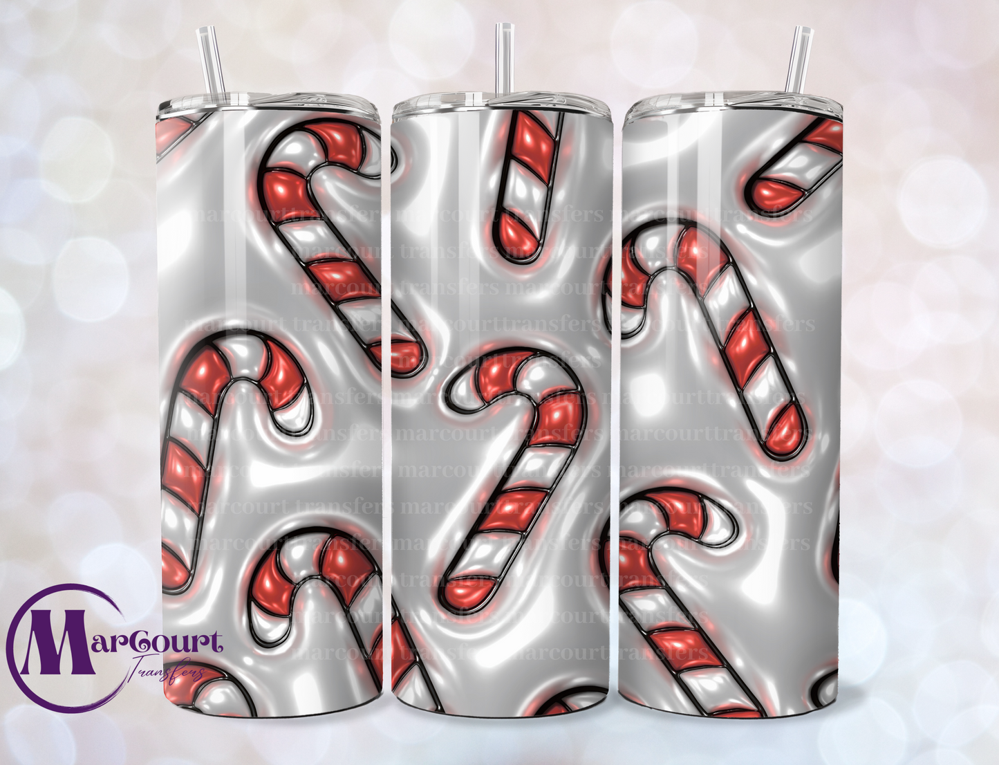 CANDY CANES INFLATED-SKINNY TUMBLER TRANSFER