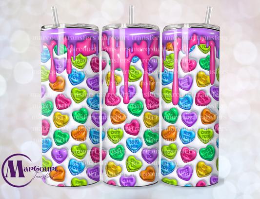 CANDY HEARTS PURPLE DRIP-SKINNY TUMBLER TRANSFER