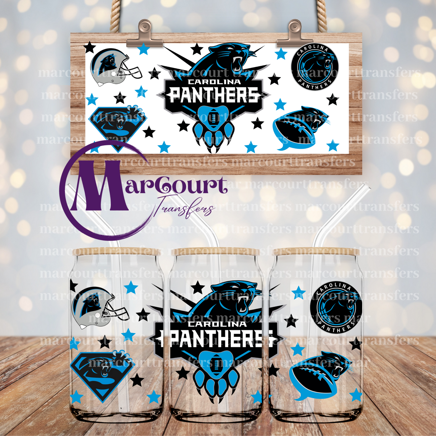CAROLINA PANTHERS-16 OZ- UV DTF CUP WRAP