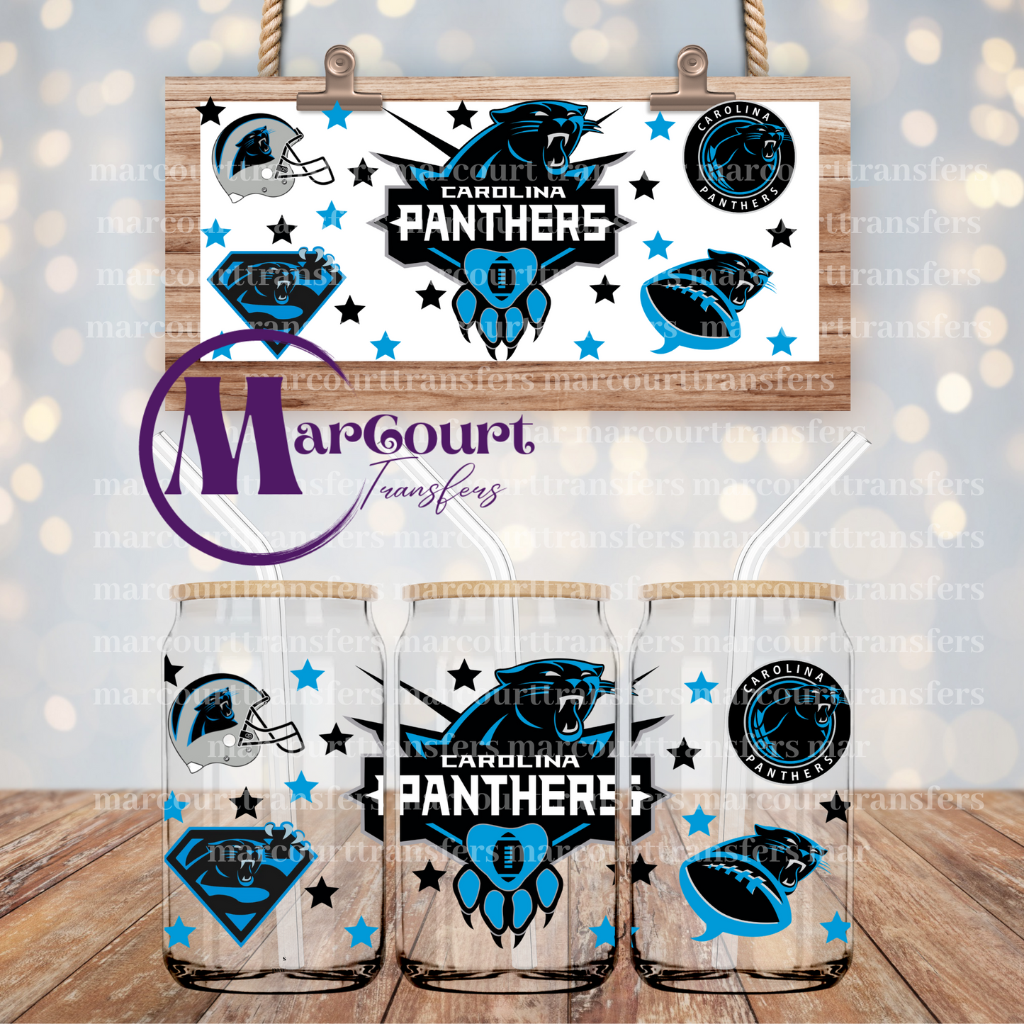 CAROLINA PANTHERS-16 0Z-UV DTF CUP WRAP