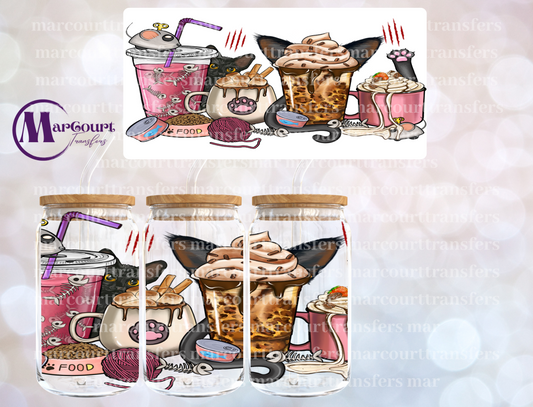 CAT COFFEE CUPS-16 0Z-UV DTF CUP WRAP