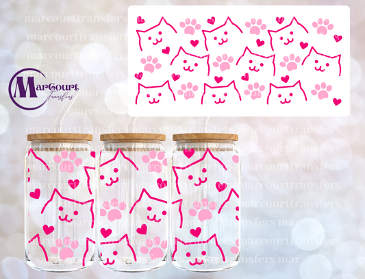 CAT PAWS HEARTS-16 0Z-UV DTF CUP WRAP