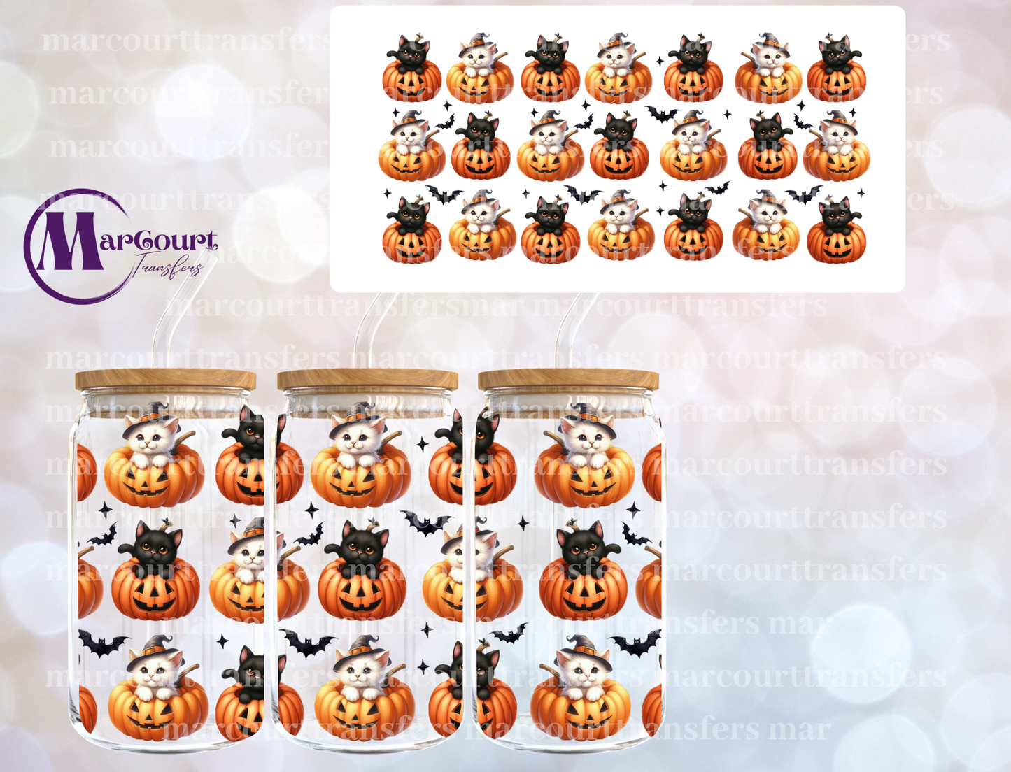 CATS PUMPKIN HALLOWEEN -16 0Z-UV DTF CUP WRAP