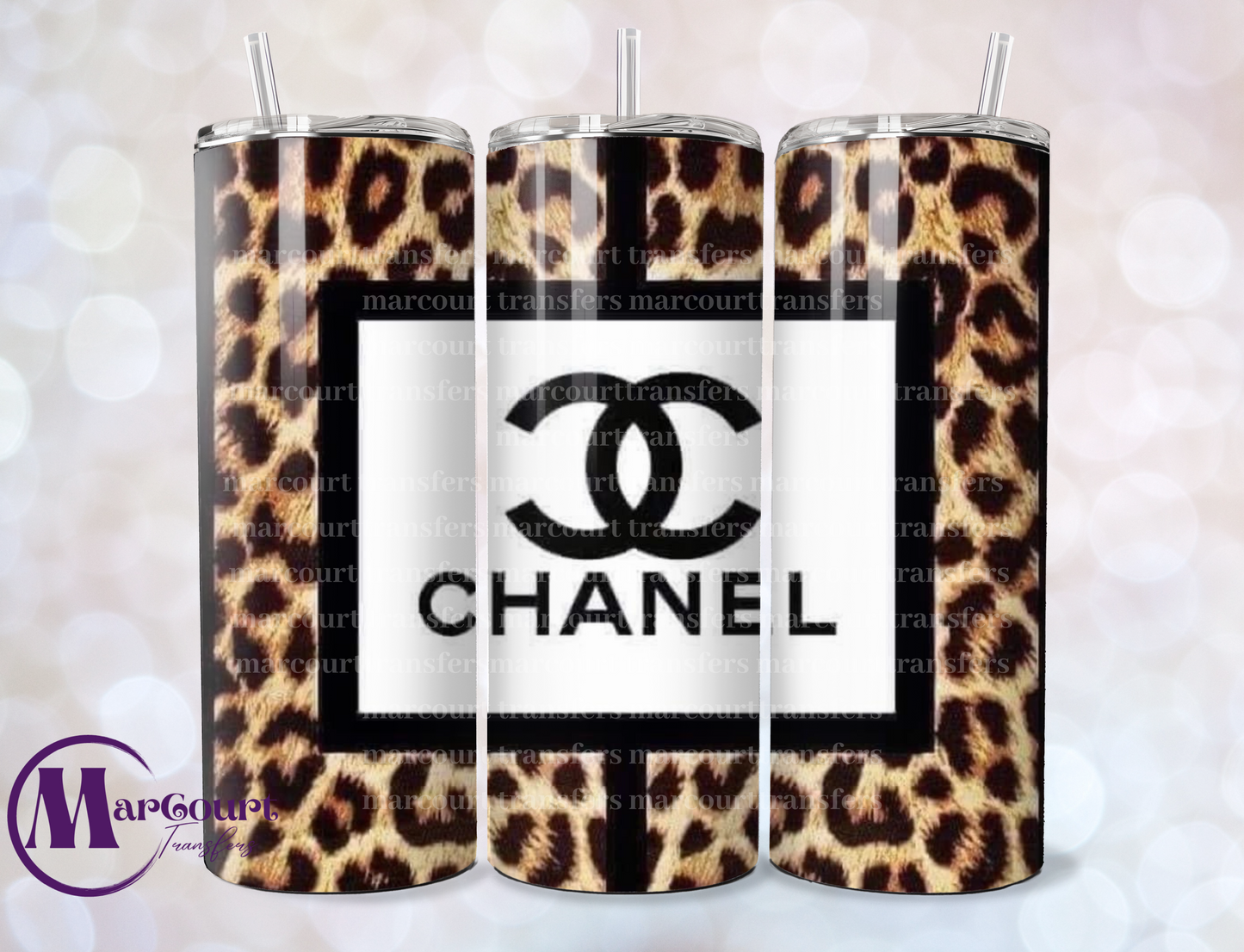 CHANEL INSPIRED CHEETAH PRINT-SKINNY TUMBLER TRANSFER