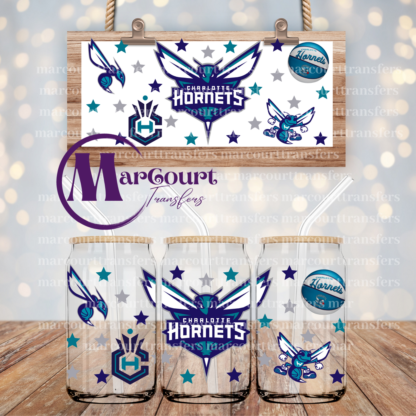 CHARLOTTE HORNETS-16 0Z-UV DTF CUP WRAP