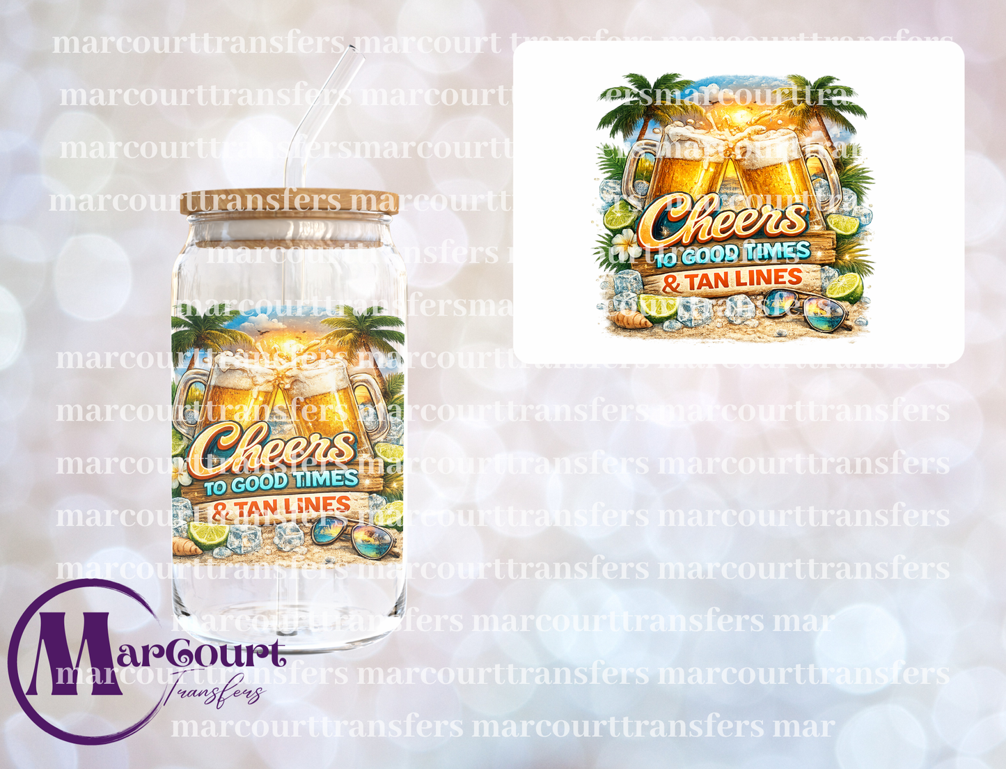 CHEERS TO GOOD TIMES AND TAN LINES-UV DTF CUP WRAP