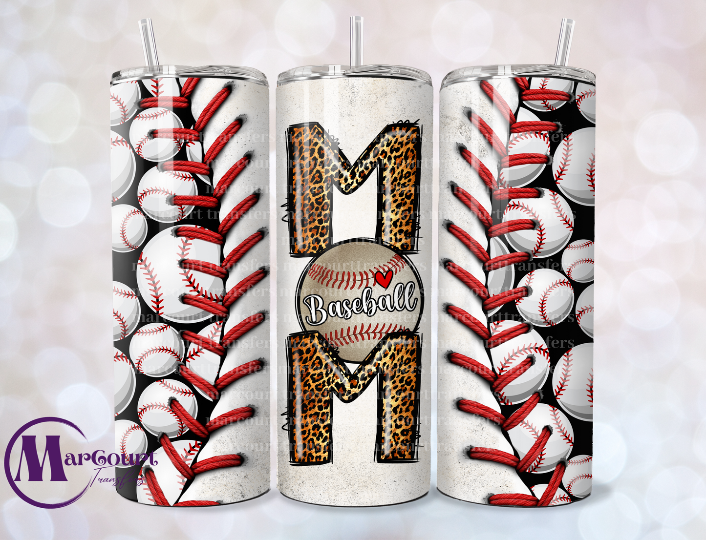 CHEETAH LEOPARD BASEBALL MOM-SKINNY TUMBLER TRANSFER