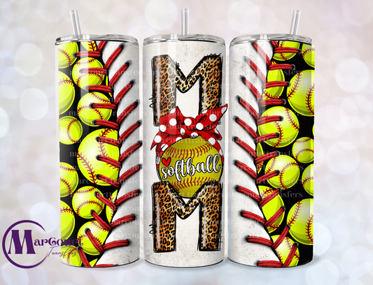 CHEETAH LEOPARD SOFTBALL MOM-SKINNY TUMBLER TRANSFER