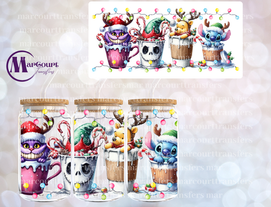 CHESIRE SKELLINGTON POOH AND STITCH DRINKS-16 0Z-UV DTF CUP WRAP