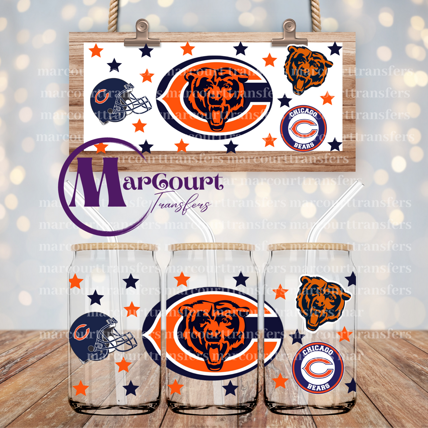 CHICAGO BEARS-16 OZ- UV DTF CUP WRAP