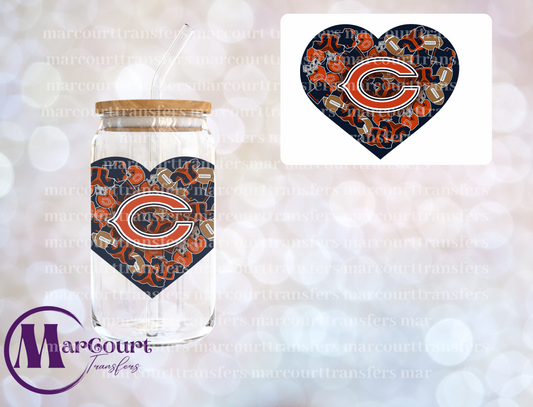 CHICAGO BEARS HEART DECAL-UV DTF CUP WRAP