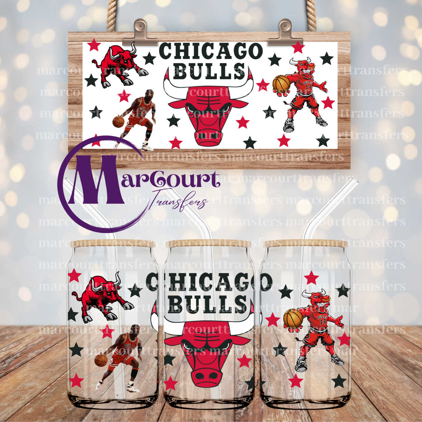 CHICAGO BULLS-16 0Z-UV DTF CUP WRAP