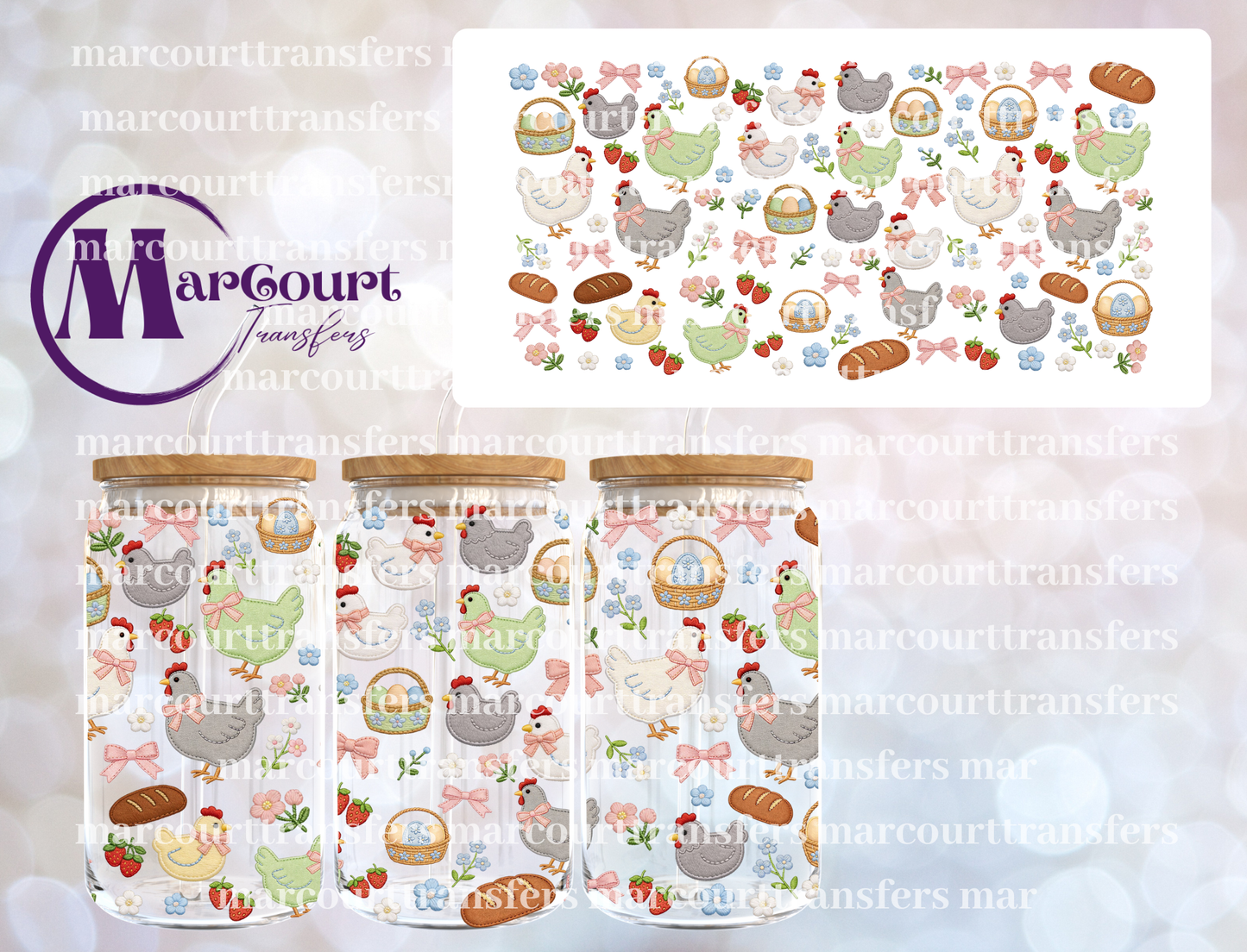CHICKEN COQUETTE-16 0Z-UV DTF CUP WRAP