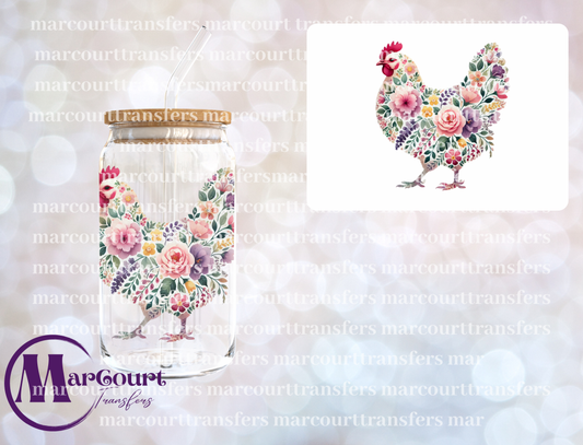 CHICKEN FLORAL-DECAL-UV DTF CUP WRAP