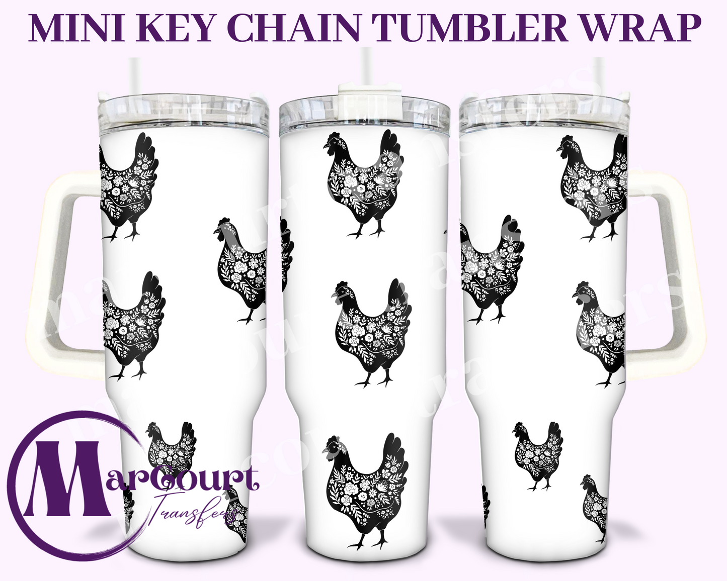 CHICKENS-MINI TUMBLER KEYCHAIN WRAP