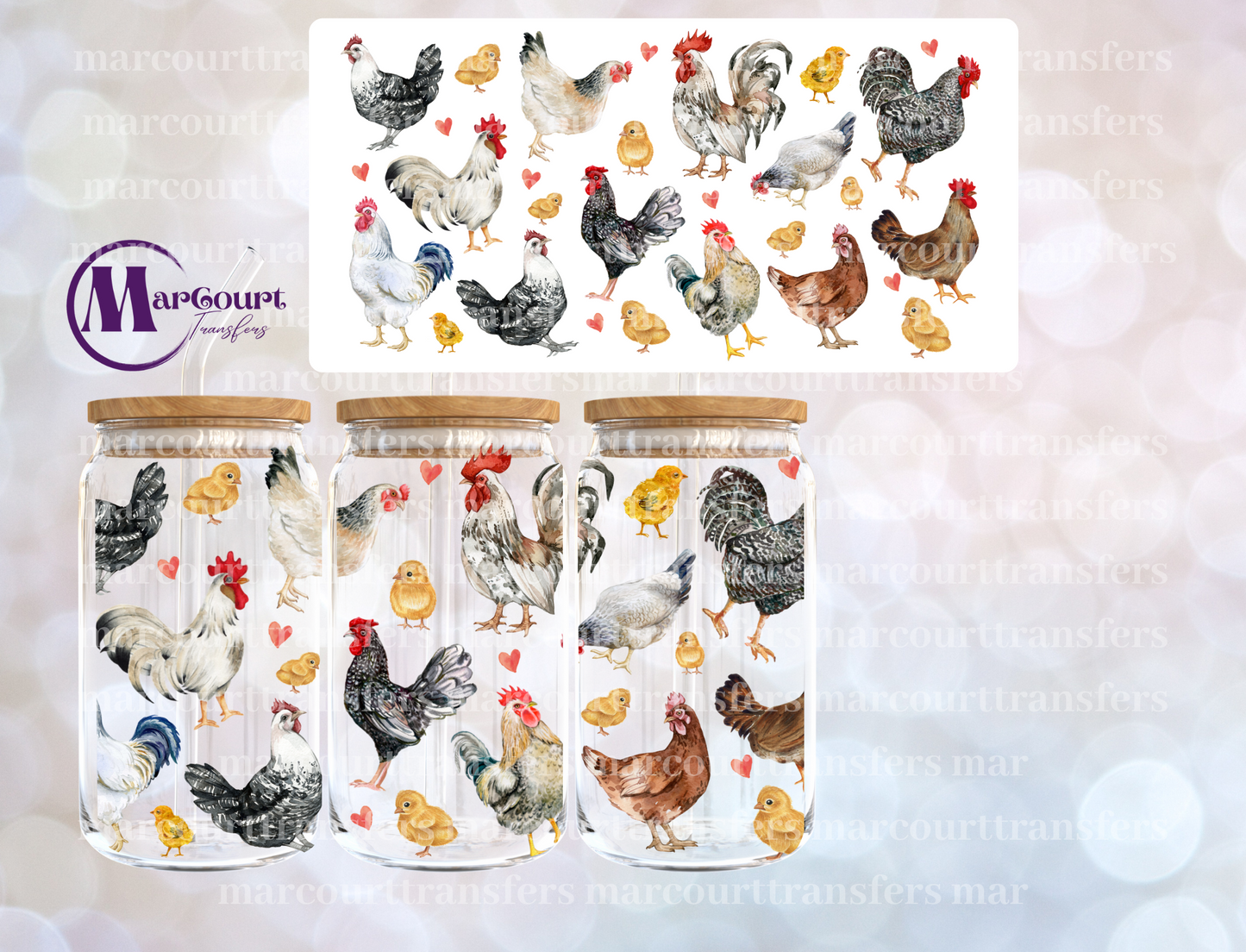 CHICKENS-16 0Z-UV DTF CUP WRAP