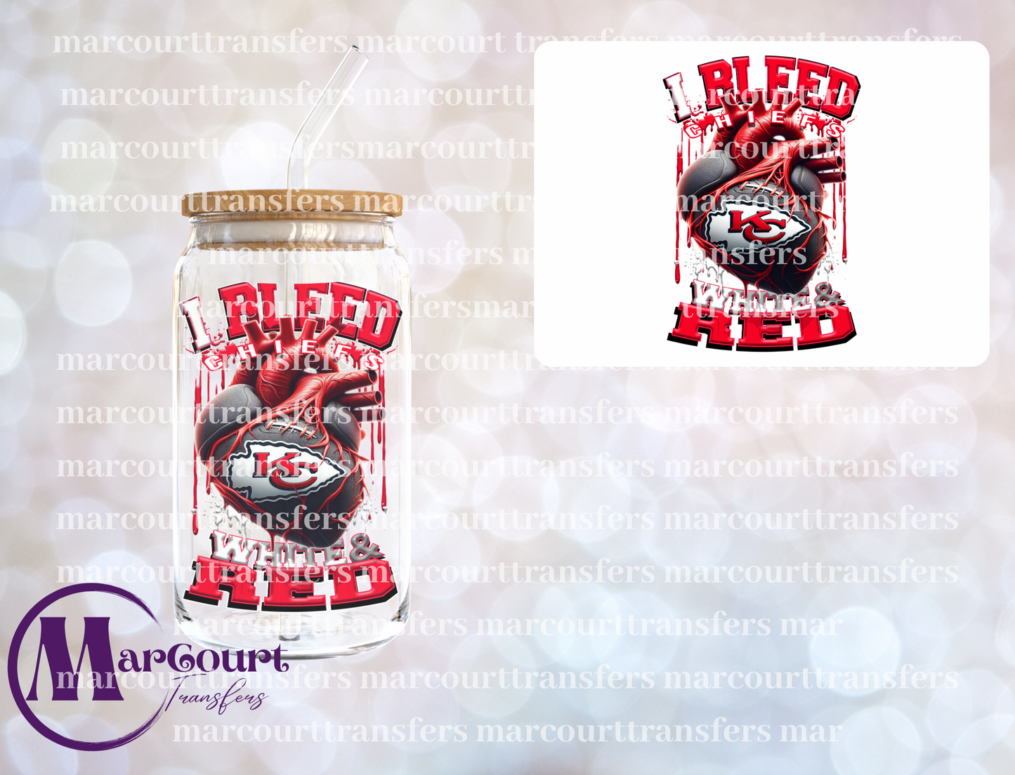 CHIEFS I BLEED WHITE AND RED-DECAL-UV DTF CUP WRAP