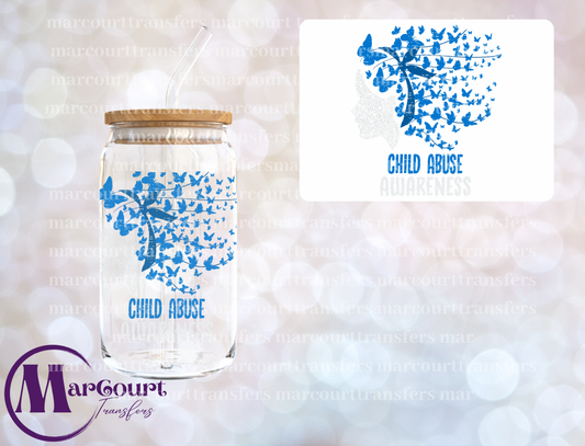 CHILD ABUSE PREVENTION BUTTERFLY-DECAL-UV DTF CUP WRAP