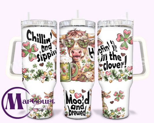 CHILLIN AND SIPPIN HIGHLAND COW-40 0Z-UV DTF CUP WRAP