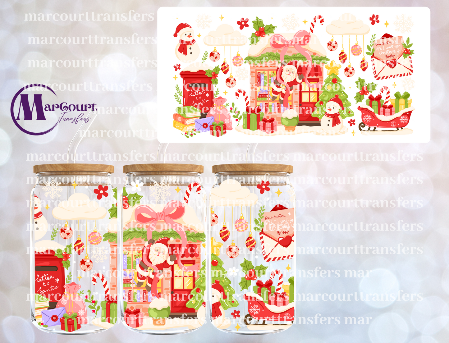 CHRISTMAS BOOKSTORE-16 0Z-UV DTF CUP WRAP