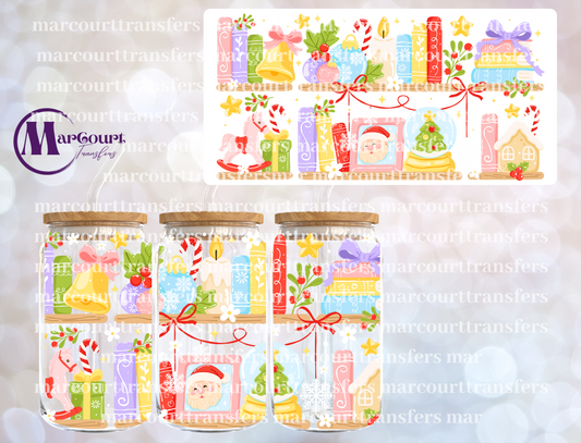 CHRISTMAS BOOK SHELF-16 0Z-UV DTF CUP WRAP