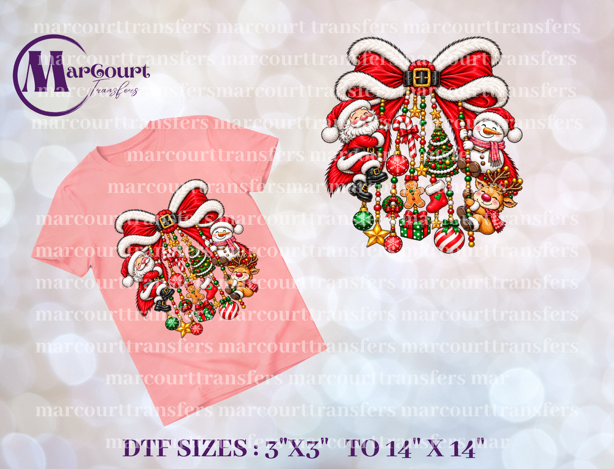 DTF-CHRISTMAS BOW SANTA AND SNOWMAN