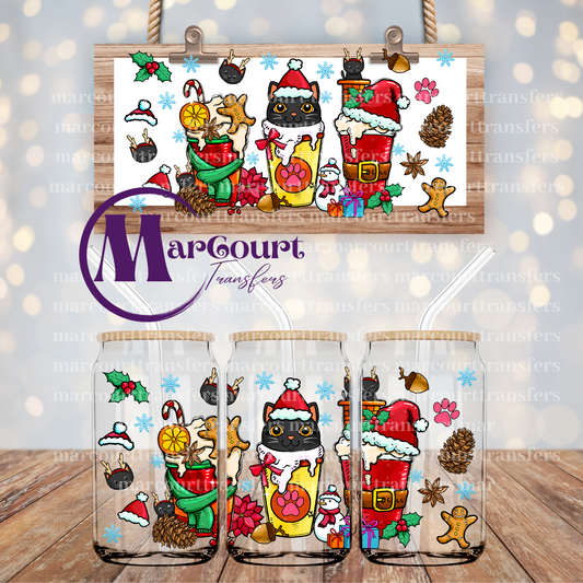 CHRISTMAS CAT-16 0Z-UV DTF CUP WRAP